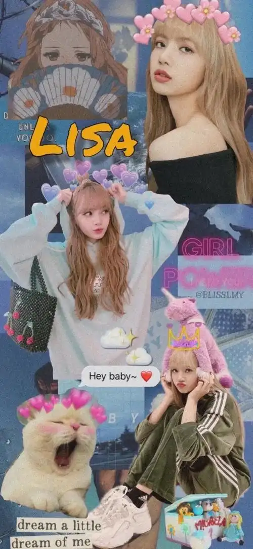 blackpink lisa小可爱 手机壁纸 拼接壁纸