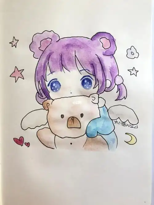 水彩q版可爱女孩72