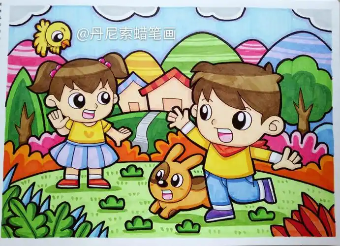 人物简笔画蜡笔画