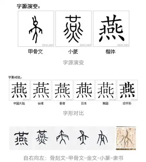 先了解一下"燕"字的演变过程吧.