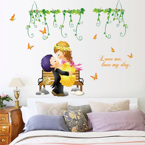 卡通情侣爱情墙贴儿童房学生宿舍床头卧室温馨装饰贴画贴纸可移除