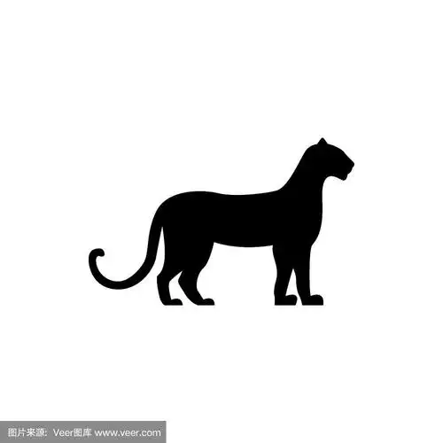 向量豹剪影视图侧面的复古图标,标志,徽章,标签模板复古设计元素.