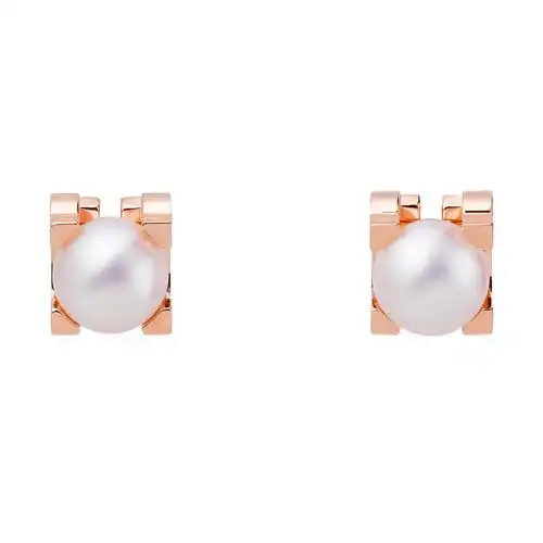 卡地亚  经典c de cartier系列18k金玫瑰金镶akoya精品珍珠优雅耳钉