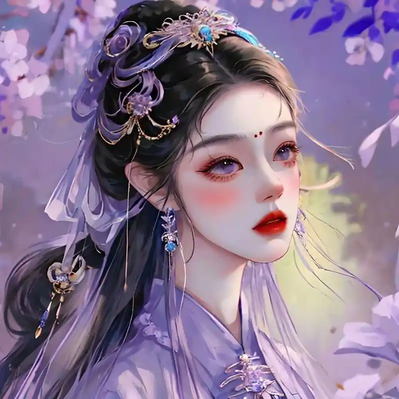 古风少女/紫色系汉服女生头像