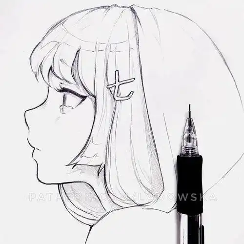 动漫少女黑白线稿素材,34张动漫人物线稿图,初学者临摹必备