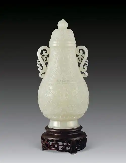 1727白玉福寿双耳盖瓶