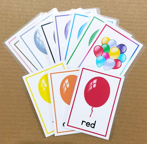 英语color颜色闪卡12张儿童单词卡英文语言启蒙认知色彩教学用具