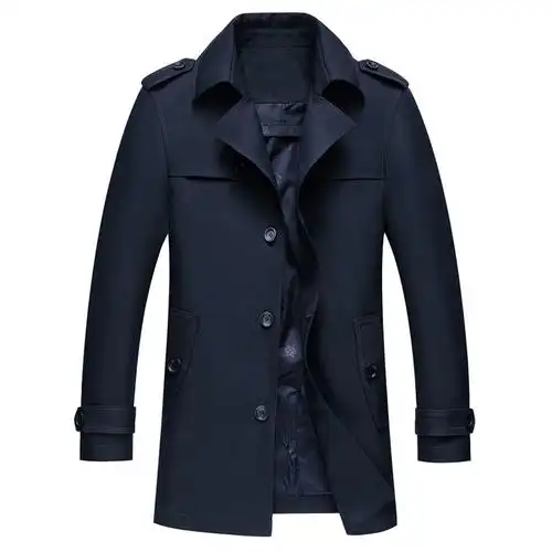 春秋季新款英伦风男士风衣男中长款领外套中青年潮流男装休闲西装