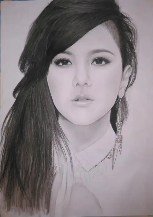 炭笔元素 邓紫棋素描人物明星肖像