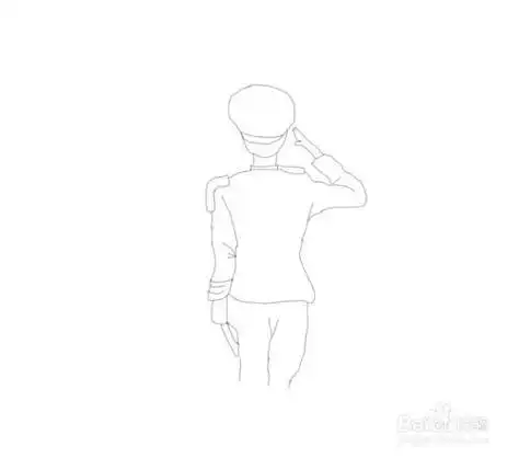 背影敬礼简笔画