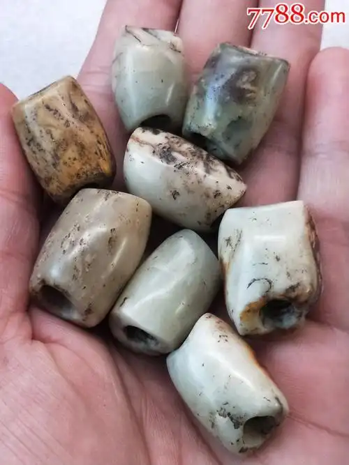 红山文化玉勒珠8颗跎工