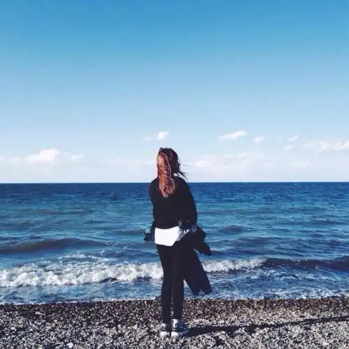 qq头像女生背影大海清纯 - 唯美情侣头像!