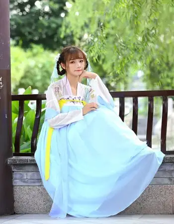 新款汉服夏装女襦裙中国风汉服女装改良日常古装刺绣齐胸仙女 玲珑 特