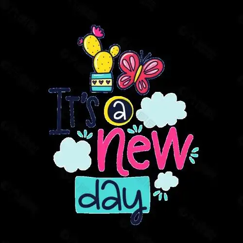 手绘新的一天卡通卡片矢量素材