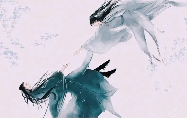 阿絮,等等我  _ 老温,等等_山河令温周温客行周子舒古风水彩绘画作品