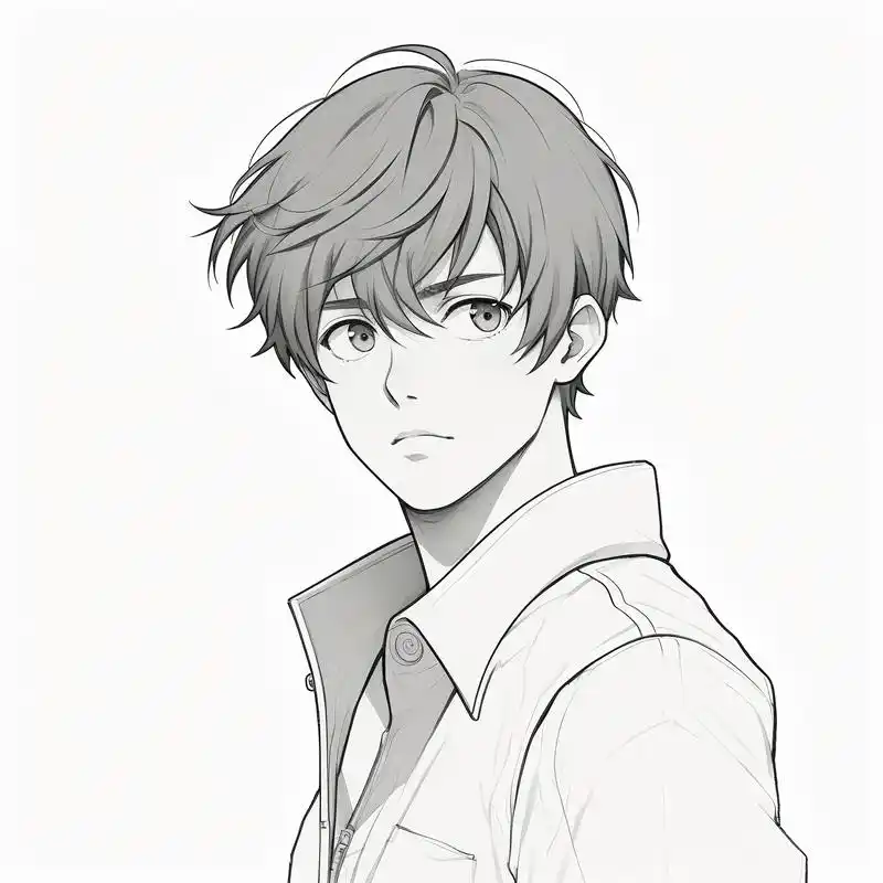 黑白素描风格的男生头像,简约而不简单,细腻的线条勾勒出男生的硬朗与