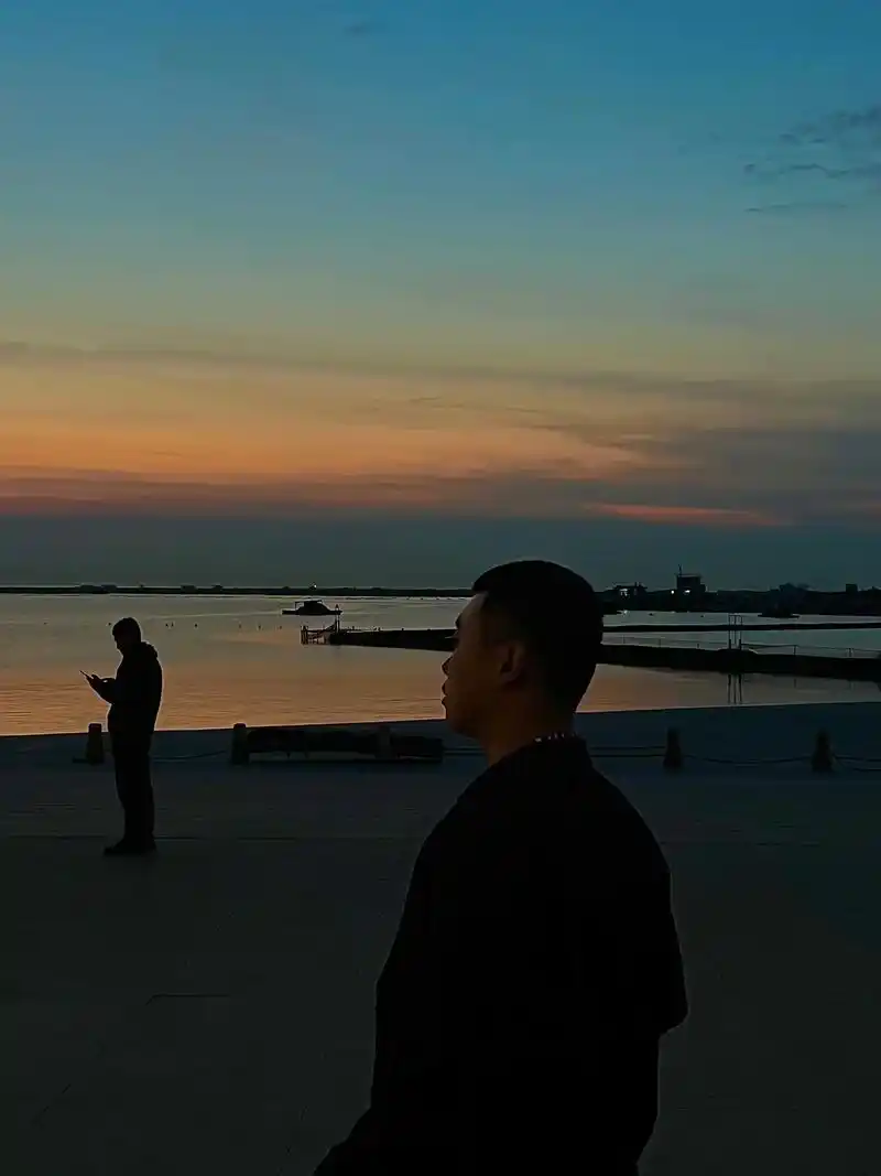 看海不应该是两个人嘛#日落92 #夕阳下的背影 #一个人看海 - 抖音