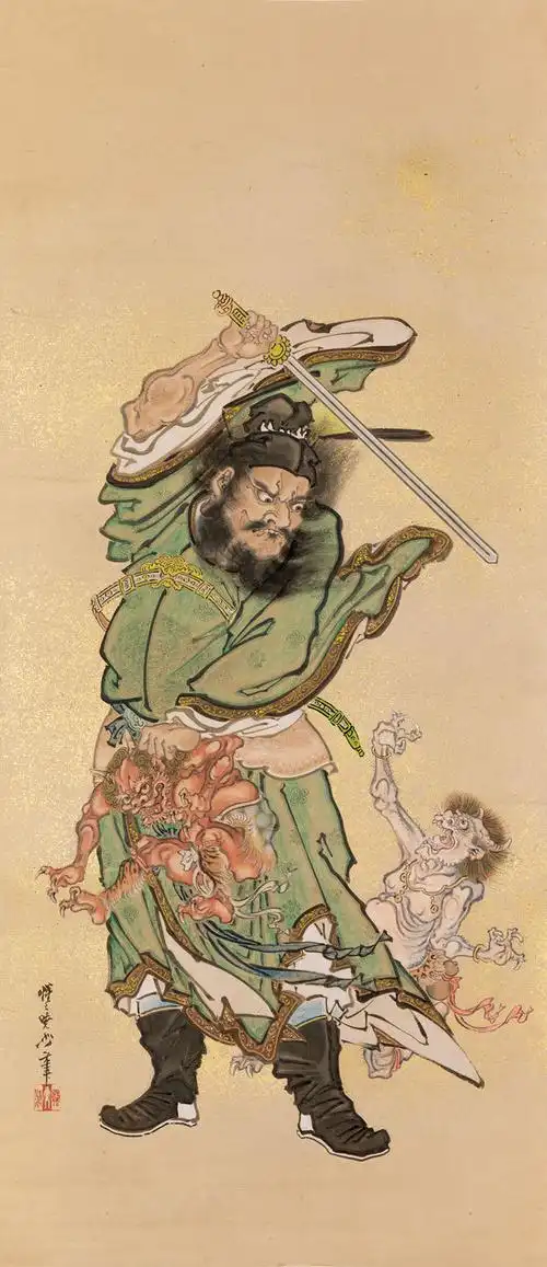 河锅晓斋,《钟馗和两个小鬼》,1882