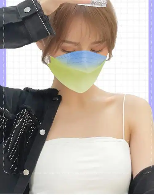 渐变色n95口罩女3d立体2021新款时尚版kf腮红94网红潮款kn95彩色新