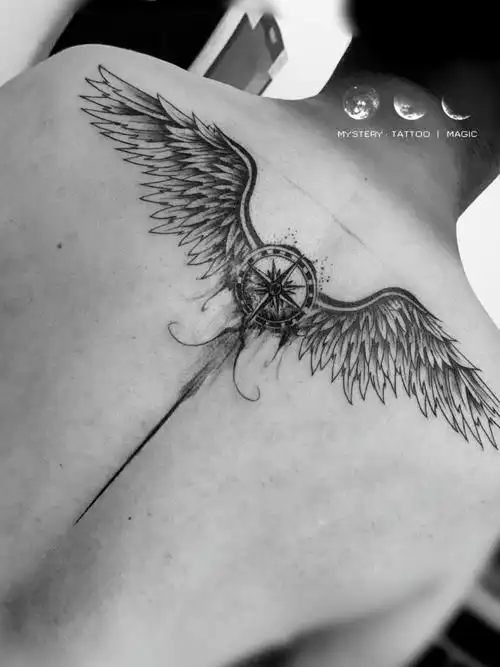 翅膀_纹身图案手稿图片_美政的纹身作品集
