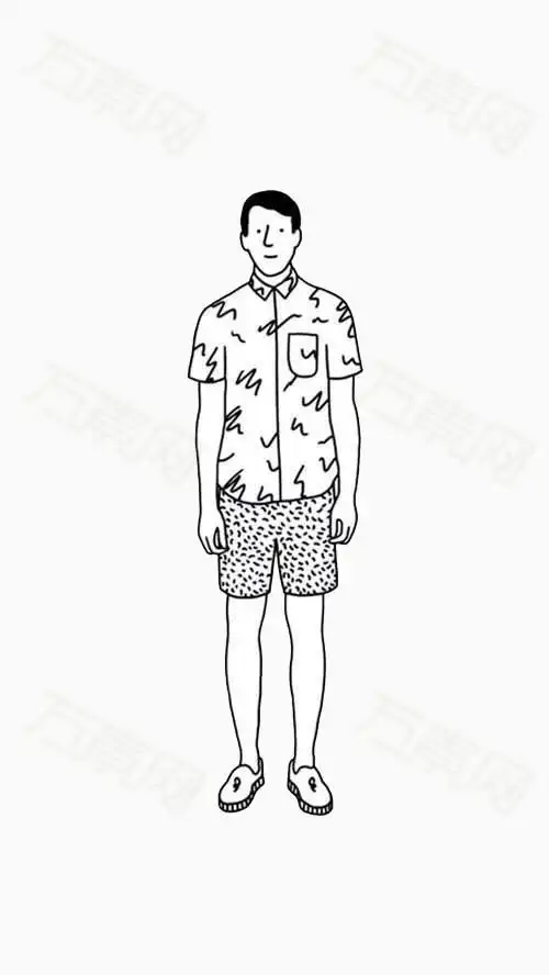 男人全身轮廓简笔画