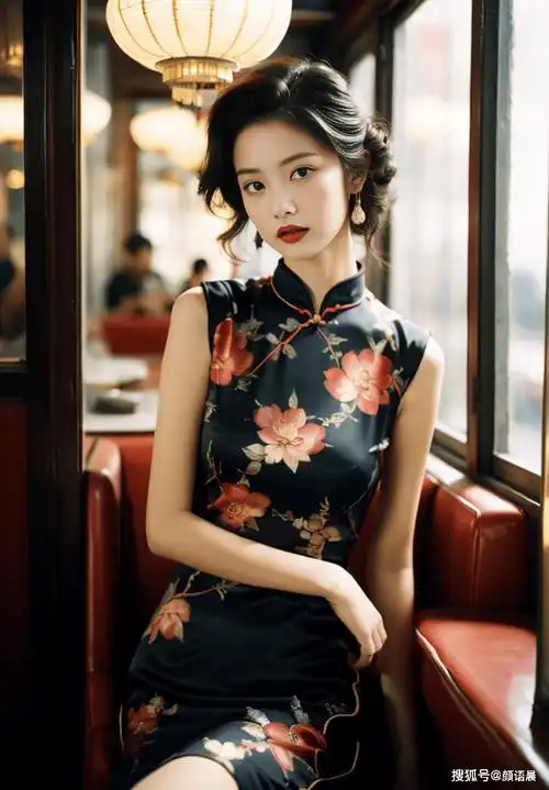 高清美女壁纸:电影质感画面,黑色绣花旗袍的女神风采_身材_民国_秀发