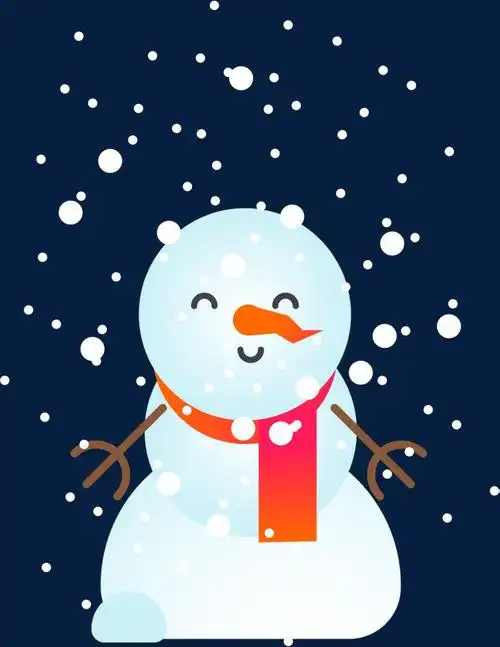 冬天开心的白色雪人