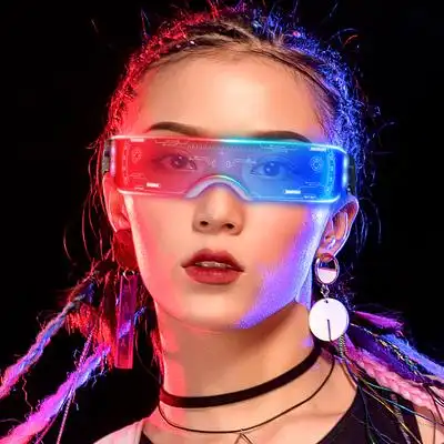 赛博朋克蹦迪眼镜发光超酷未来科幻男潮网红led道具专用装备闪光