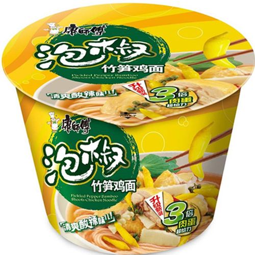 康师傅开心桶泡椒竹笋鸡112g方便面泡面冲泡方便面
