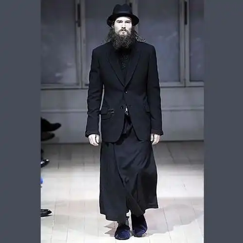 yohji yamamoto山本耀司 黑色英伦风长款潮流男裙 百搭男士裙子