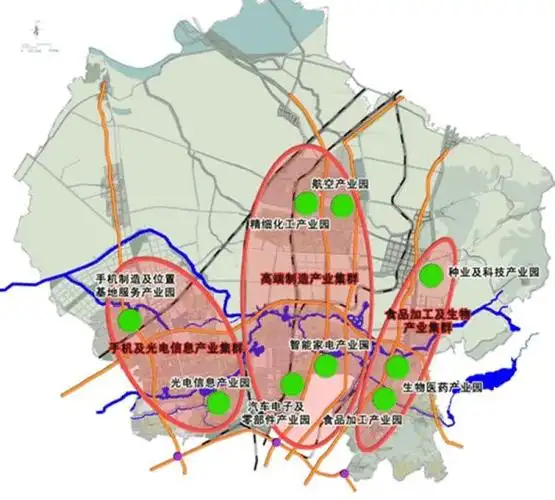 主导产业布局图4,城乡用地规划统筹沈北新区全域城乡规划布局,通过