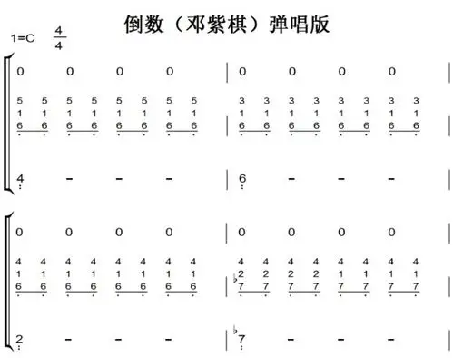 倒数(邓紫棋)弹唱版 最新流行 钢琴双手简谱 钢琴谱