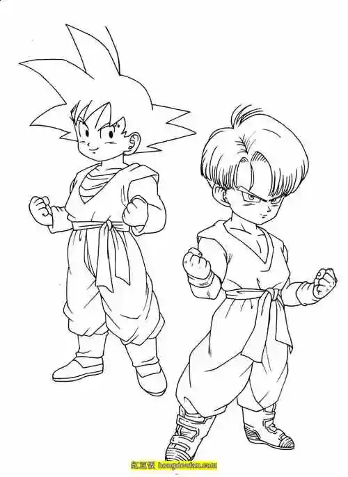 七龙珠孙悟饭卡通涂色图片-红豆饭小学生简笔画大全