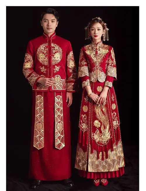 禾秀服中式婚礼新娘服装秀禾服年结服嫁衣凤冠霞帔秀禾女秀和服 喜凤