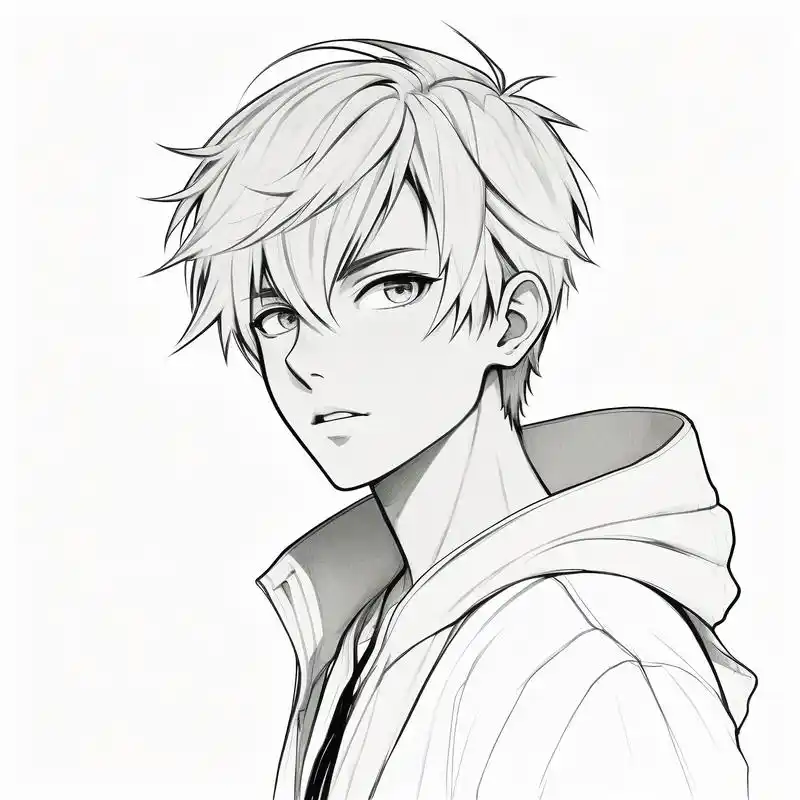 黑白素描男生头像,高冷帅气90