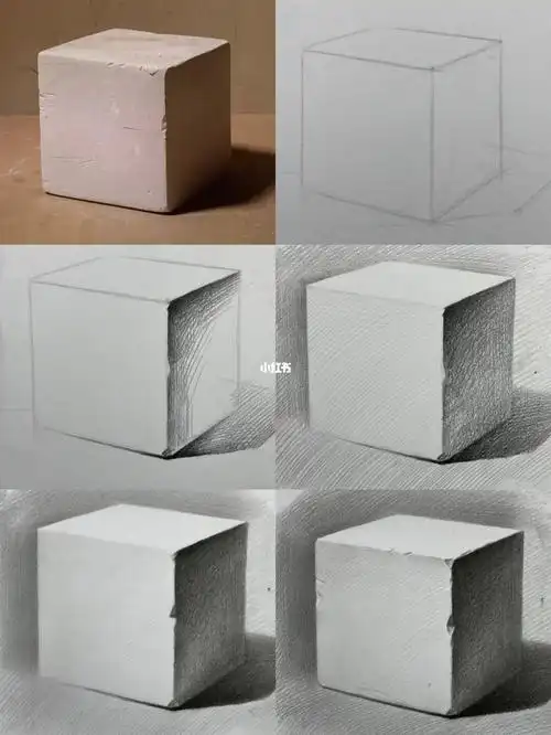 少儿素描正方体光影塑造步骤石膏几何体绘画