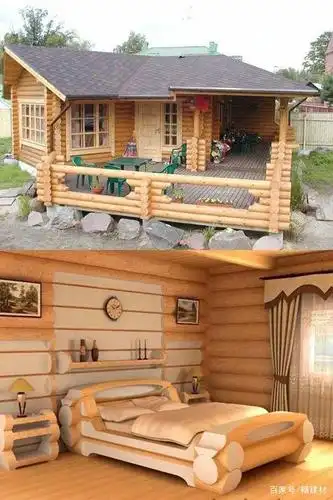 农村有地的别盖大别墅,用木桩造个小木屋,冬暖夏凉,住着太舒服