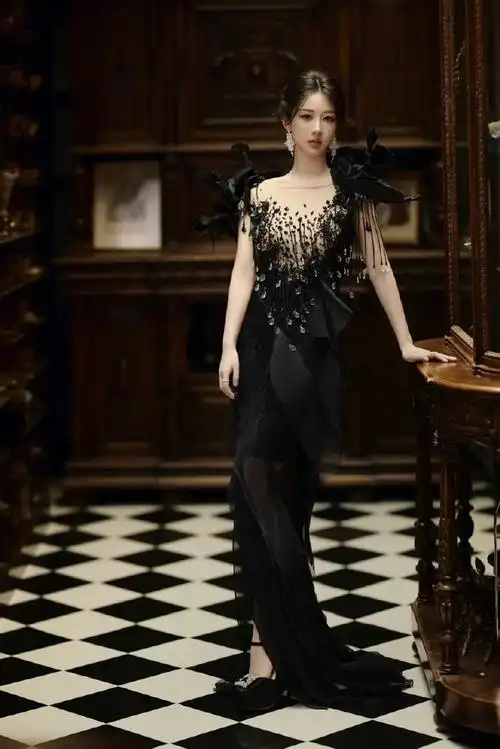 杨紫黑色深v礼服##杨紫黑色深v高定##长相思见面会