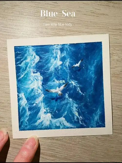 油画棒海鸥与大海二绘画过程分享