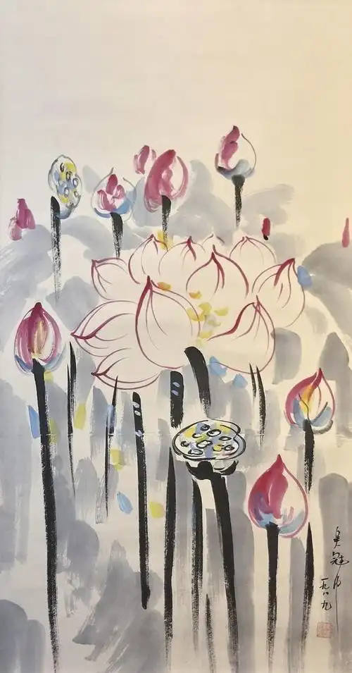 书画艺拍吴冠中 荷花