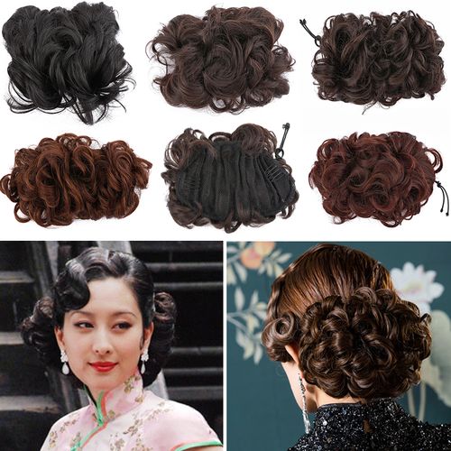 古装民国造型拉花假发卷发上海女人旗袍蓬松盘发丸子头花发髻自然