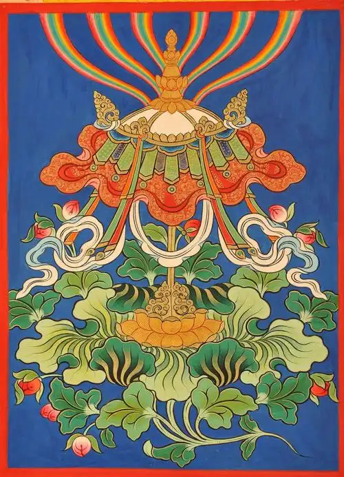 藏传佛教丰富的宗教文化内涵,使得绘画艺术有着崇高的地位,"吉祥八宝"