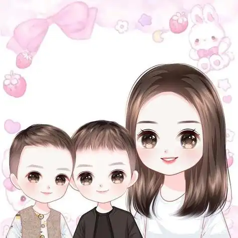 母亲和一儿一女卡通头像 卡通头像图片大全 -【爱个性】