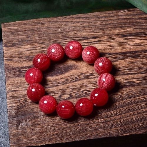 g端披毛犀牛角世间罕见红料手串清晰品促销包邮