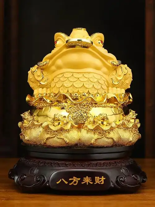 招财进宝金蟾摆件三足金蝉办公室聚财蟾蜍装饰店铺收银台开业礼物