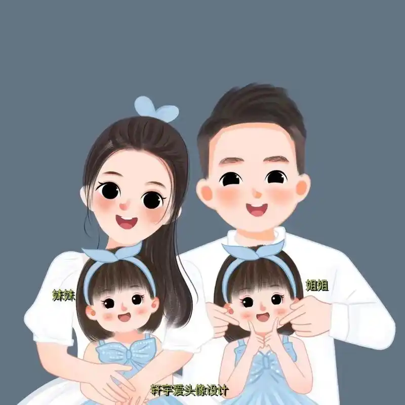 亲子卡通头像一家四口      需要无文字的踢我,留言,每天更新亲子头像