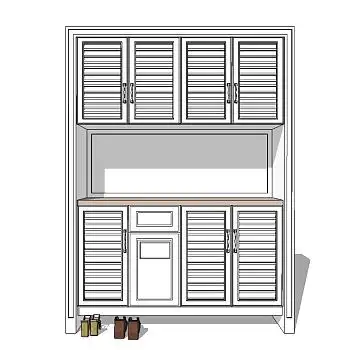 简欧多功能鞋柜免费su模型,柜子草图大师模型下载