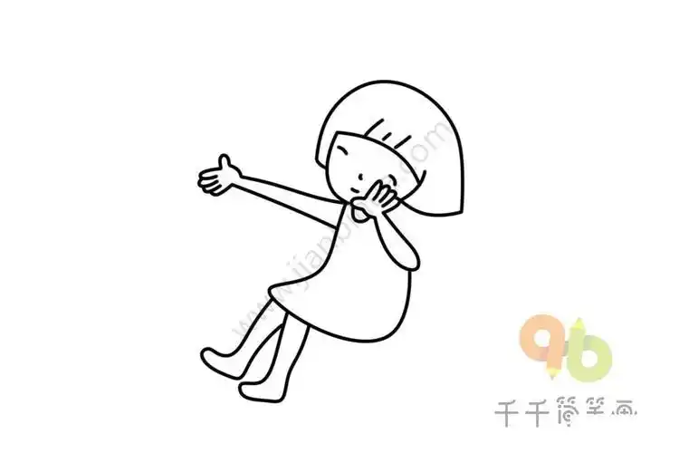 简笔画小女孩侧影