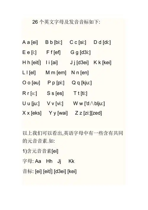 26字母发音及音标_第1页