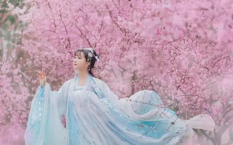 桃花树下的古装女神写真,大陆-美女图片